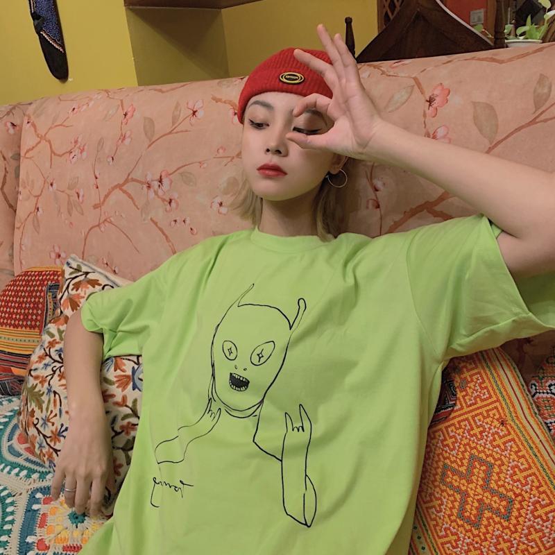 Cartoon Tees Unisex Korean Harajuku Style Casual Printed T-Shirt