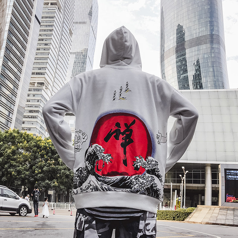 Japanese Hoodie Unisex Loose Fit Sweatshirt for Casual Streetwear