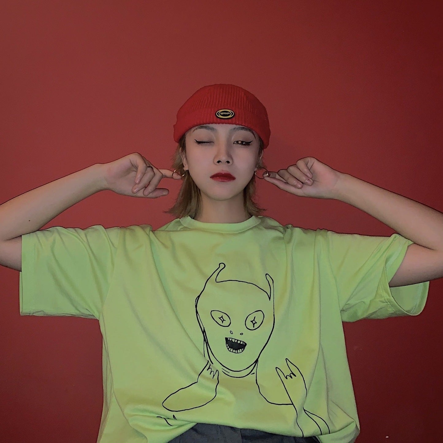 Cartoon Tees Unisex Korean Harajuku Style Casual Printed T-Shirt