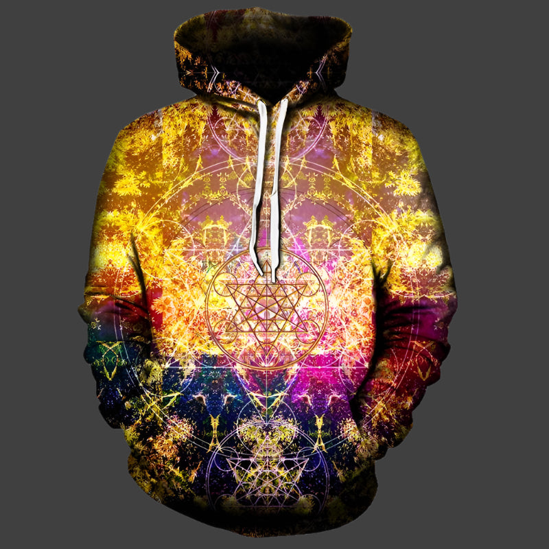 Psychedelic Hoodie Unisex Metatron’s Cube Pineal Eye Trippy Design