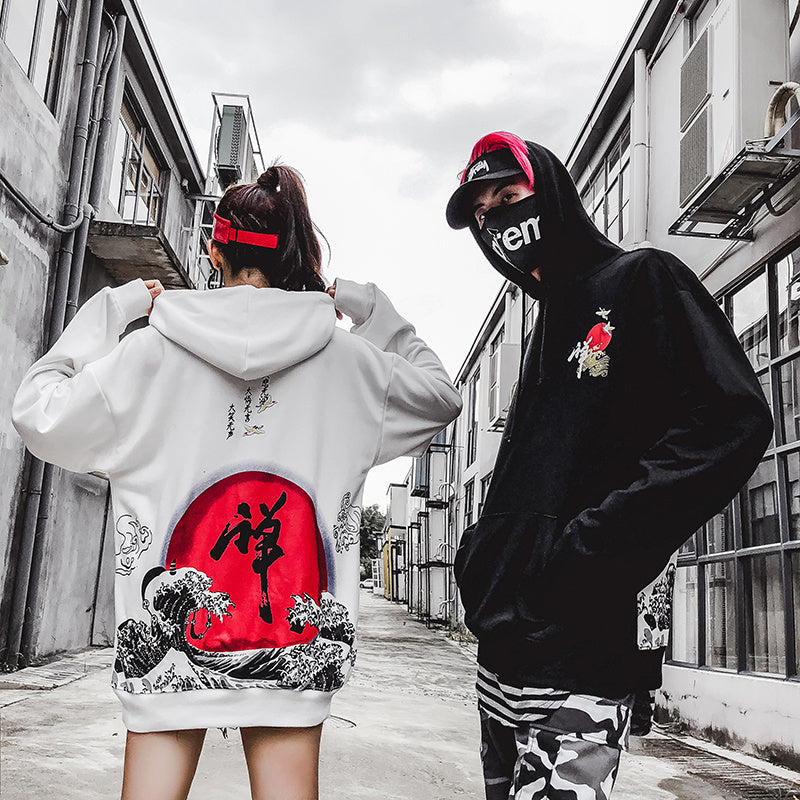 Japanese Hoodie Unisex Loose Fit Sweatshirt for Casual Streetwear