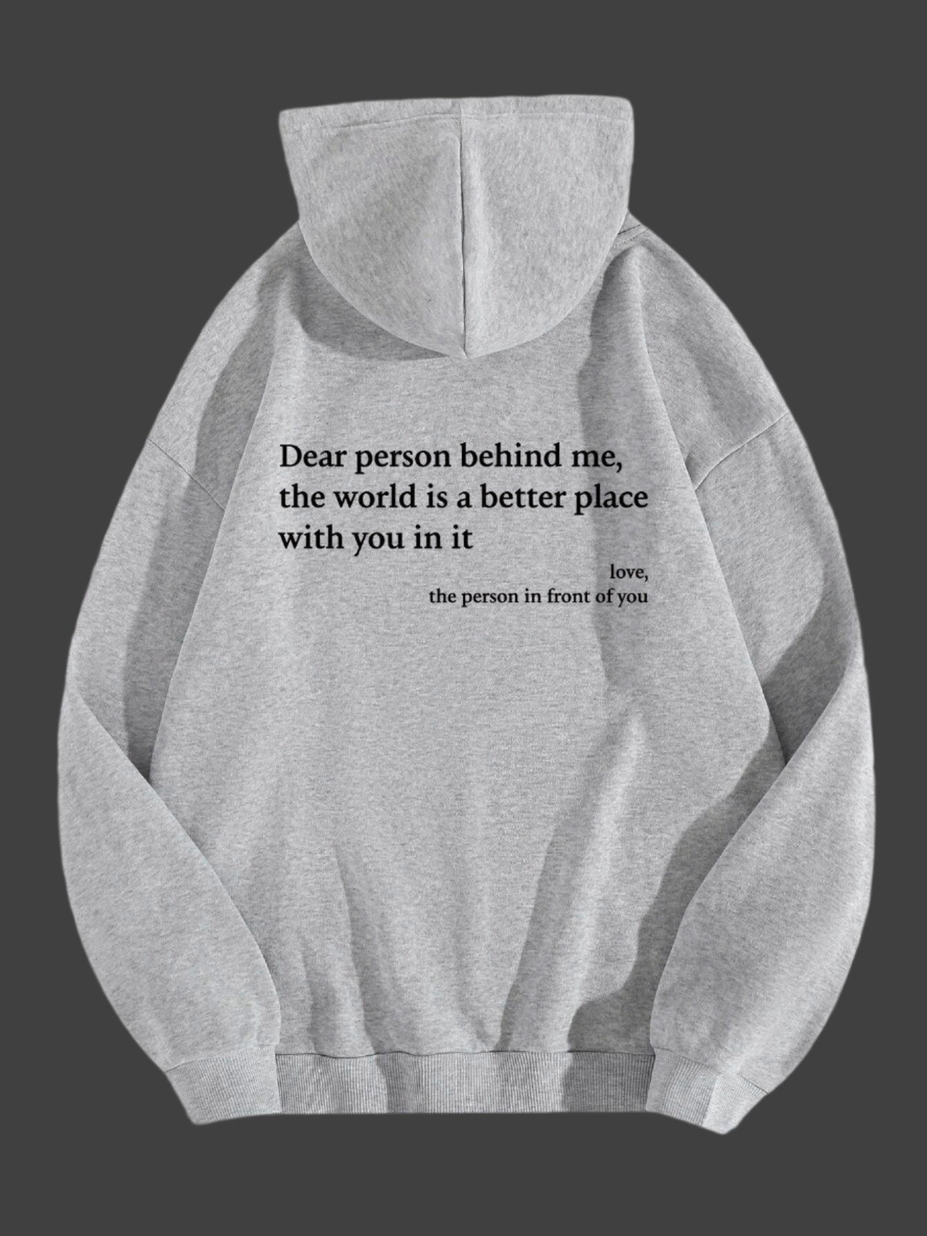 Dear Person Behind Me Hoodie Unisex Plush Letter Printed Sweatshirt