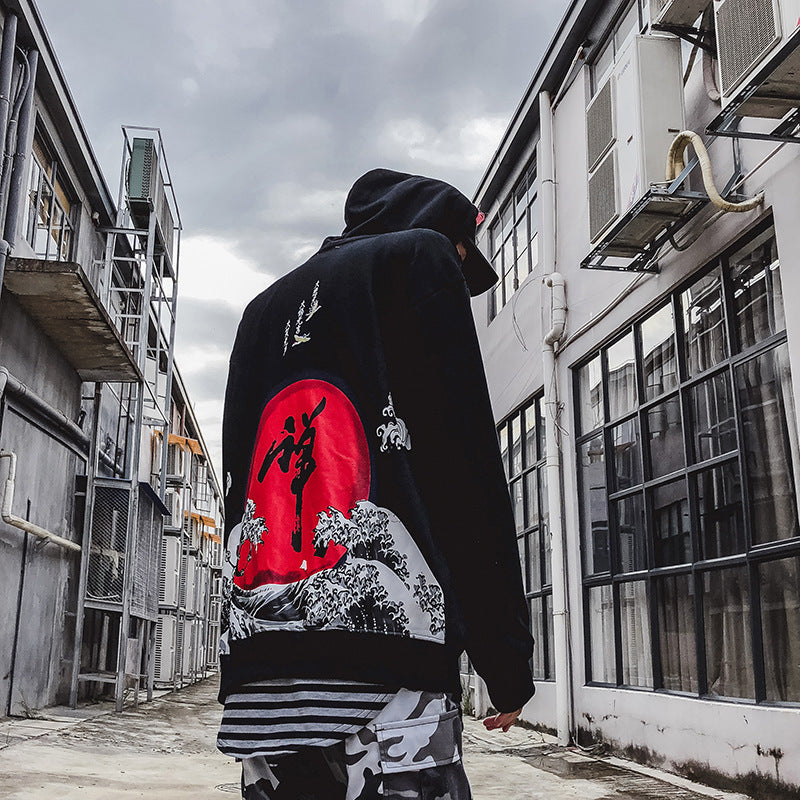 Japanese Hoodie Unisex Loose Fit Sweatshirt for Casual Streetwear