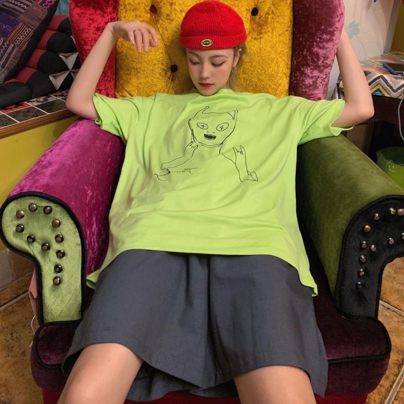 Cartoon Tees Unisex Korean Harajuku Style Casual Printed T-Shirt