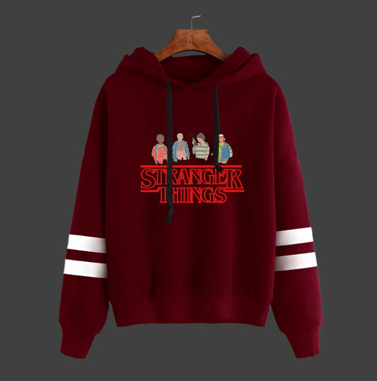 Stranger Things Hoodie Unisex Striped Pullover Casual Fan Apparel