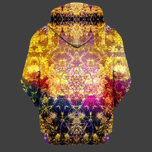 Psychedelic Hoodie Unisex Metatron’s Cube Pineal Eye Trippy Design